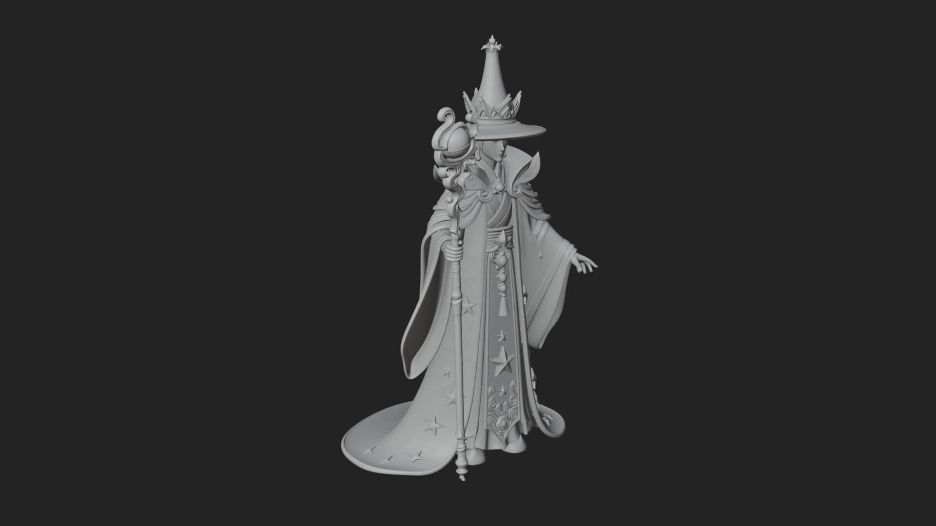 Robed Wizard Statue Design 14 3D Print Model 3D Model