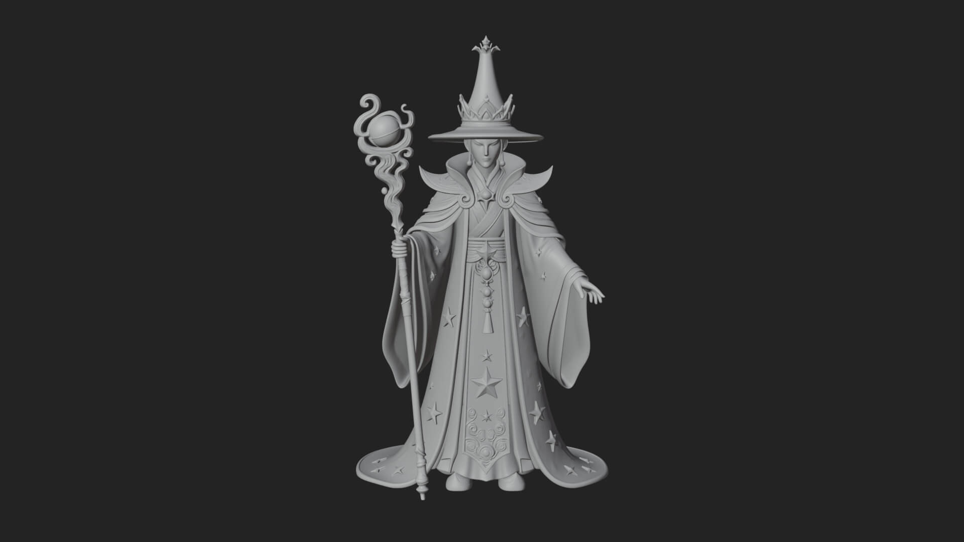 Robed Wizard Statue Design 14 3D Print Model 3D Model