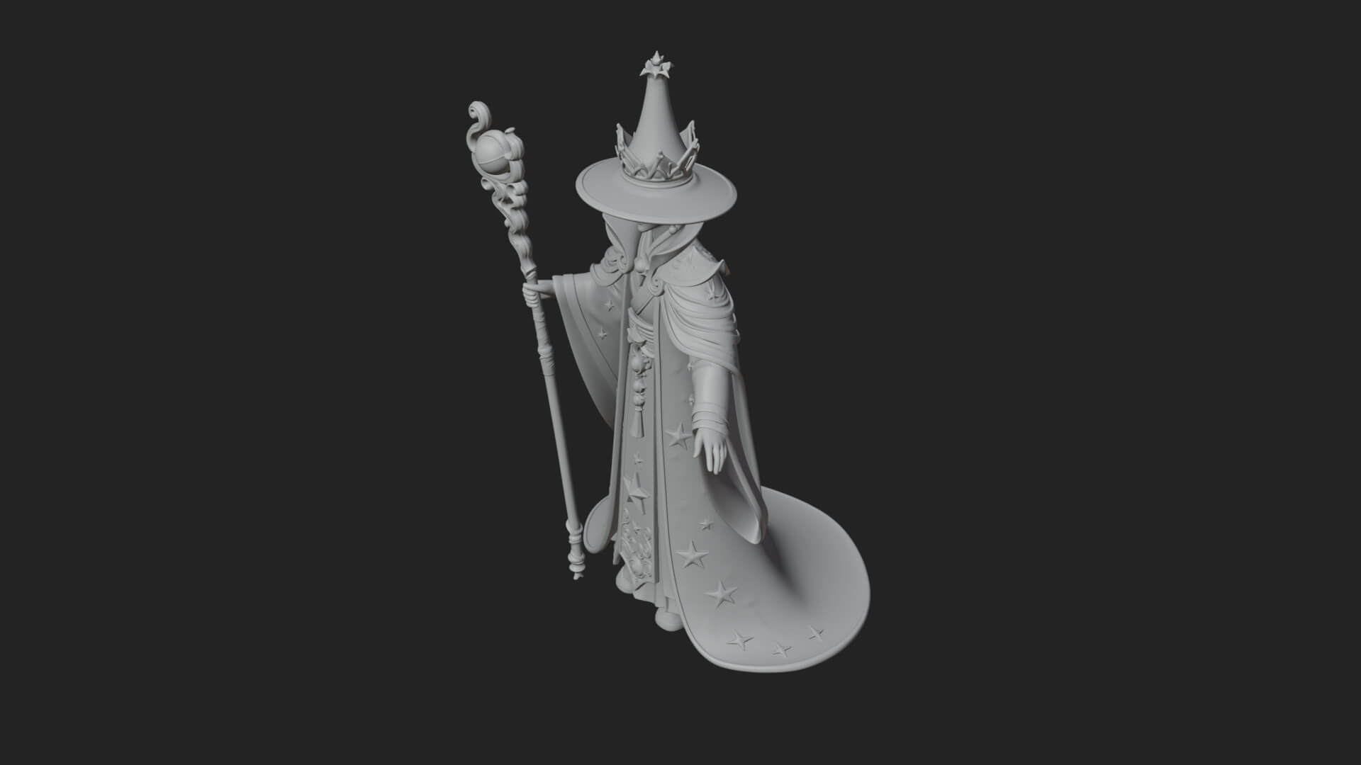 Robed Wizard Statue Design 14 3D Print Model 3D Model