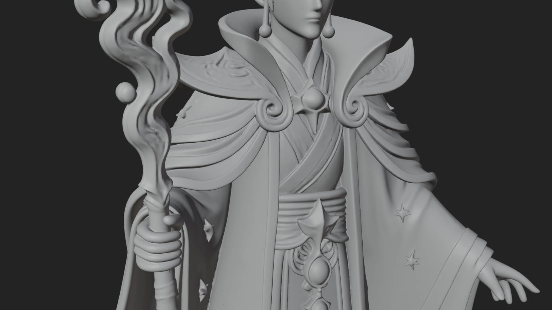 Robed Wizard Statue Design 14 3D Print Model 3D Model