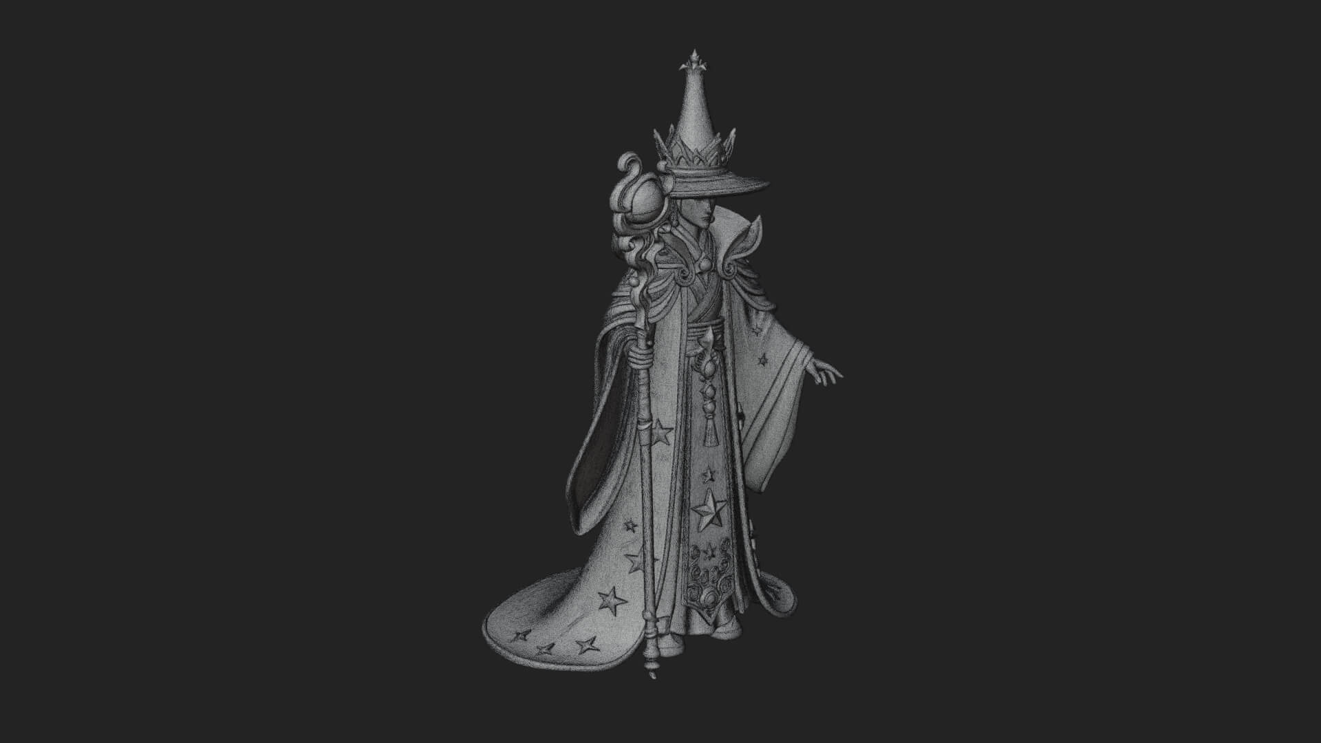 Robed Wizard Statue Design 14 3D Print Model 3D Model