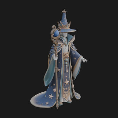 Robed Wizard Statue Design 14 3D Print Model