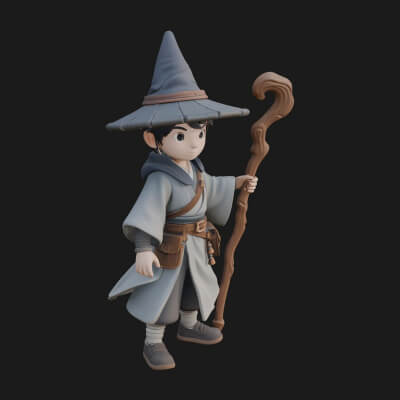 Robed Wizard Statue Design 15 3D Print Model