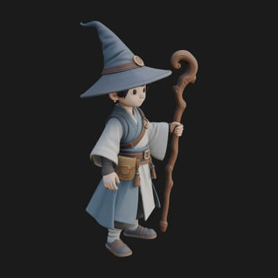 Robed Wizard Statue Design 16 3D Print Model