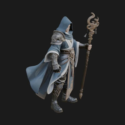 Robed Wizard Statue Design 2 3D Print Model