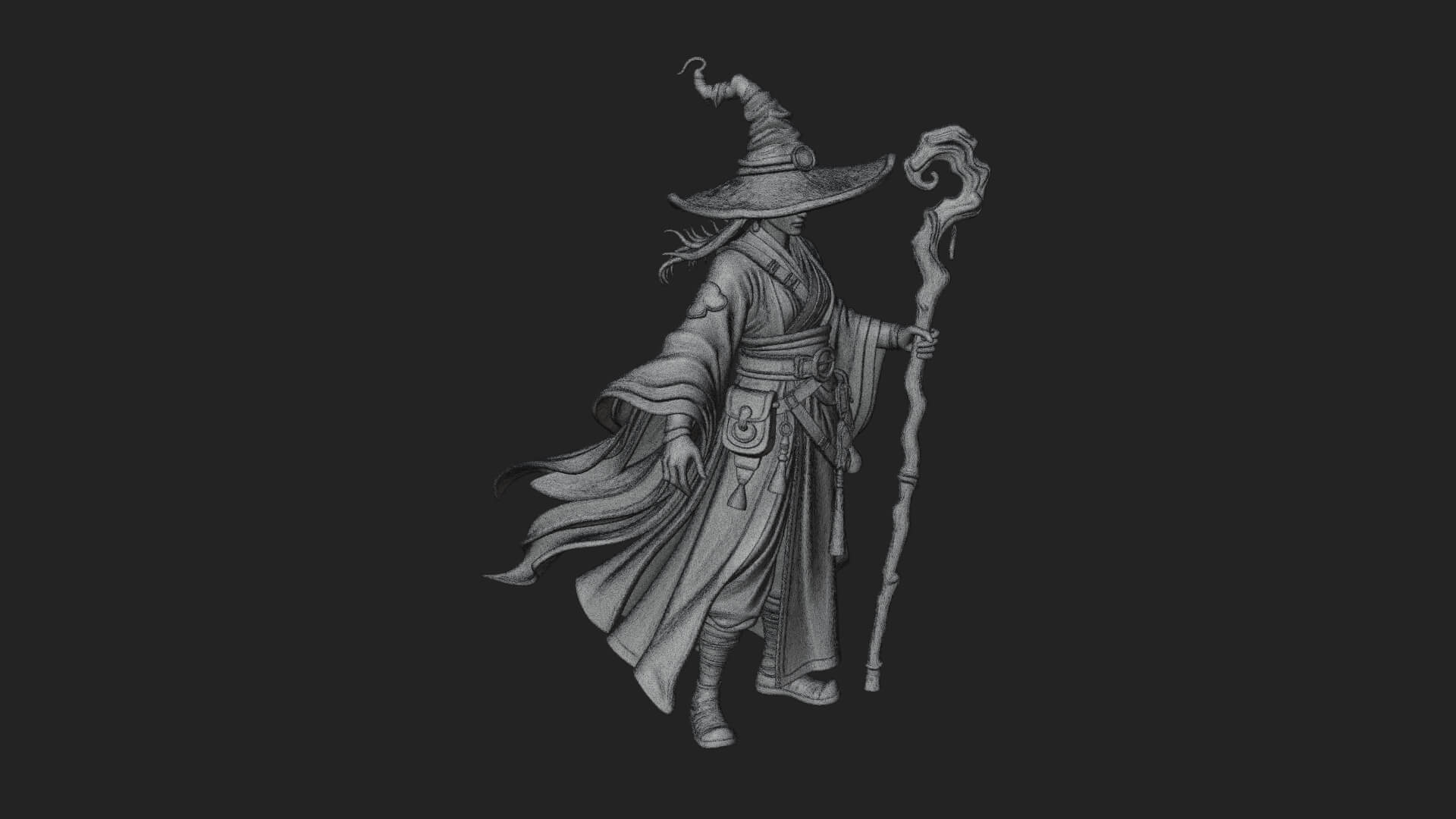 Robed Wizard Statue Design 3 3D Print Model 3D Model