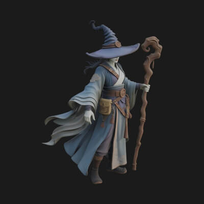 Robed Wizard Statue Design 3 3D Print Model