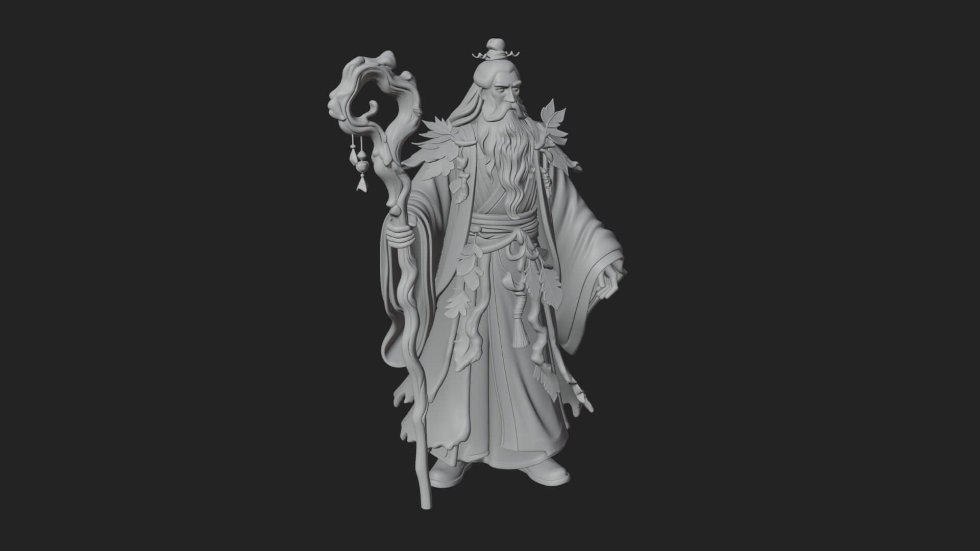 Robed Wizard Statue Design 4 3D Print Model 3D Model
