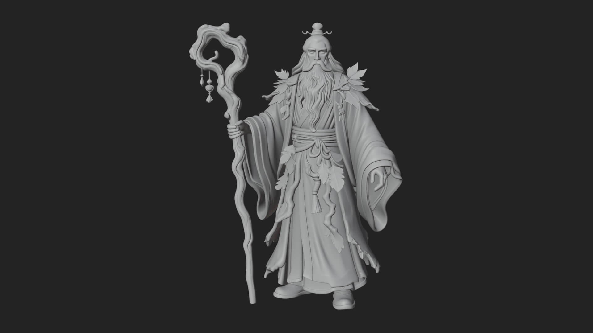 Robed Wizard Statue Design 4 3D Print Model 3D Model