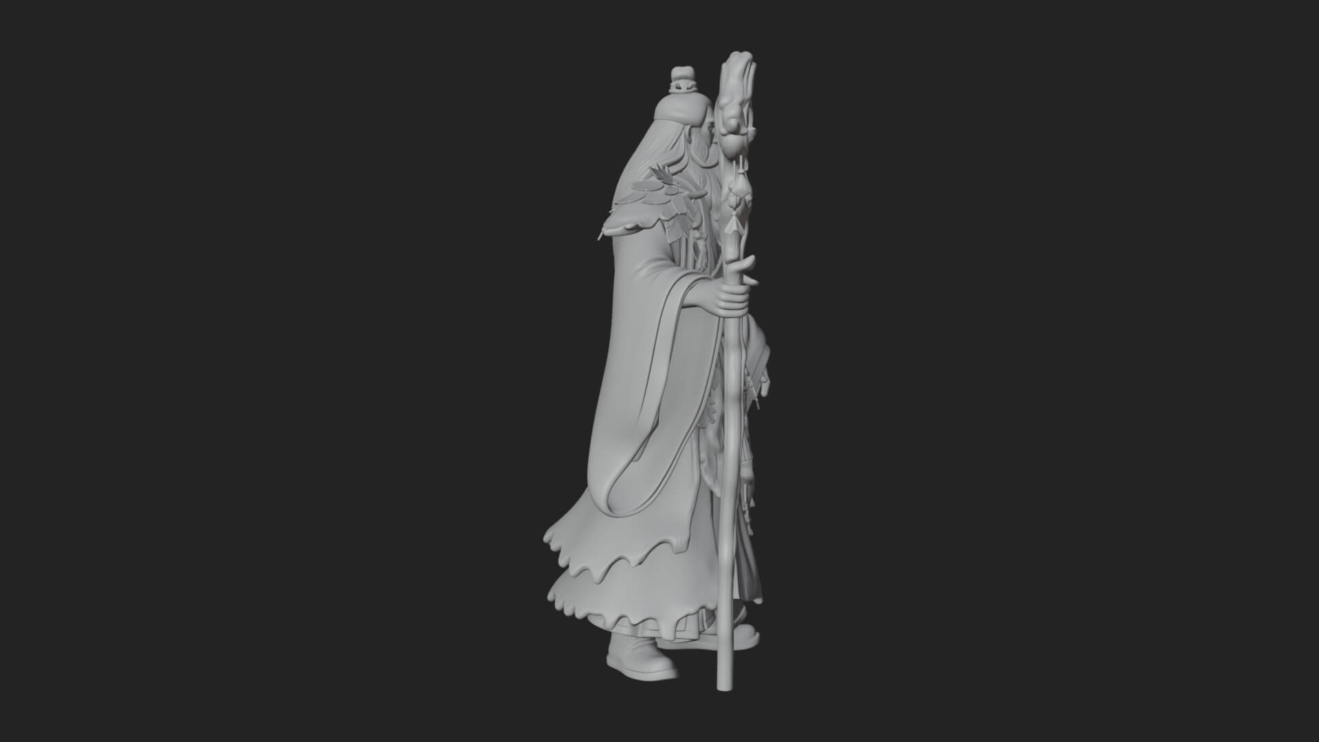 Robed Wizard Statue Design 4 3D Print Model 3D Model