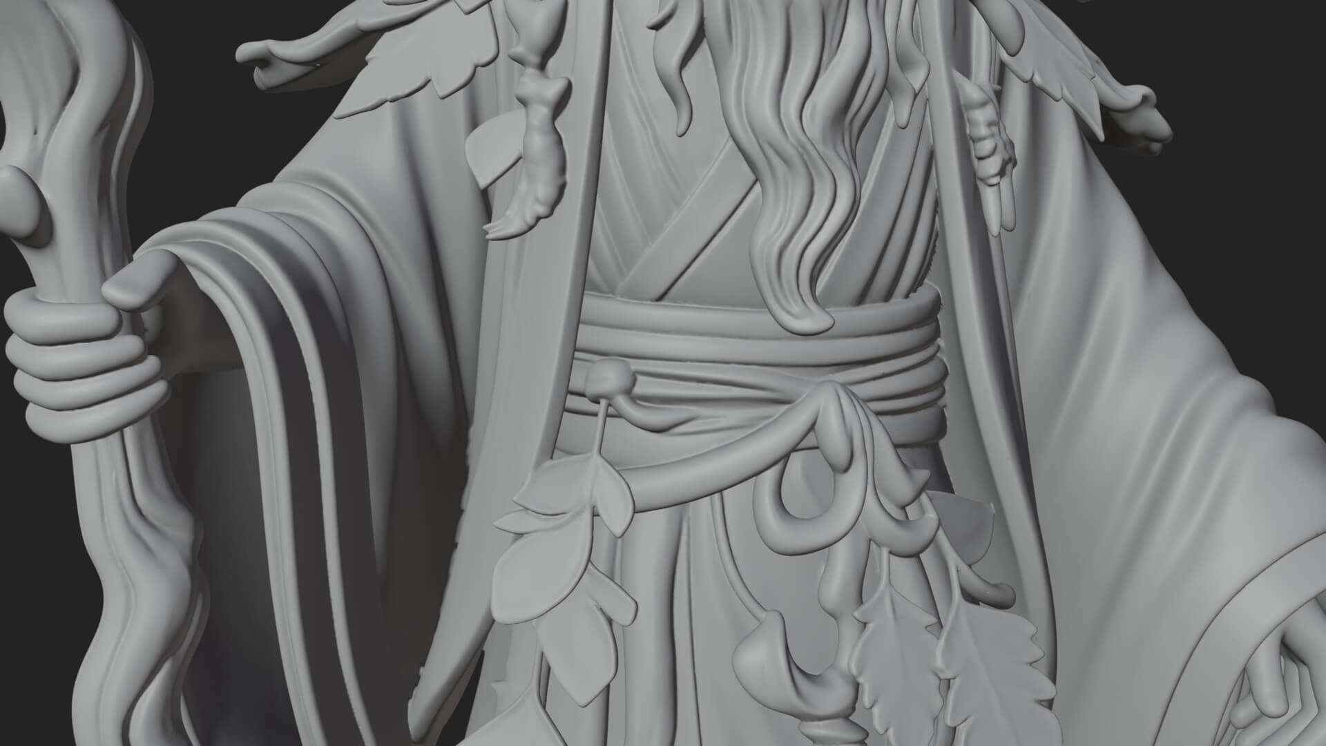 Robed Wizard Statue Design 4 3D Print Model 3D Model