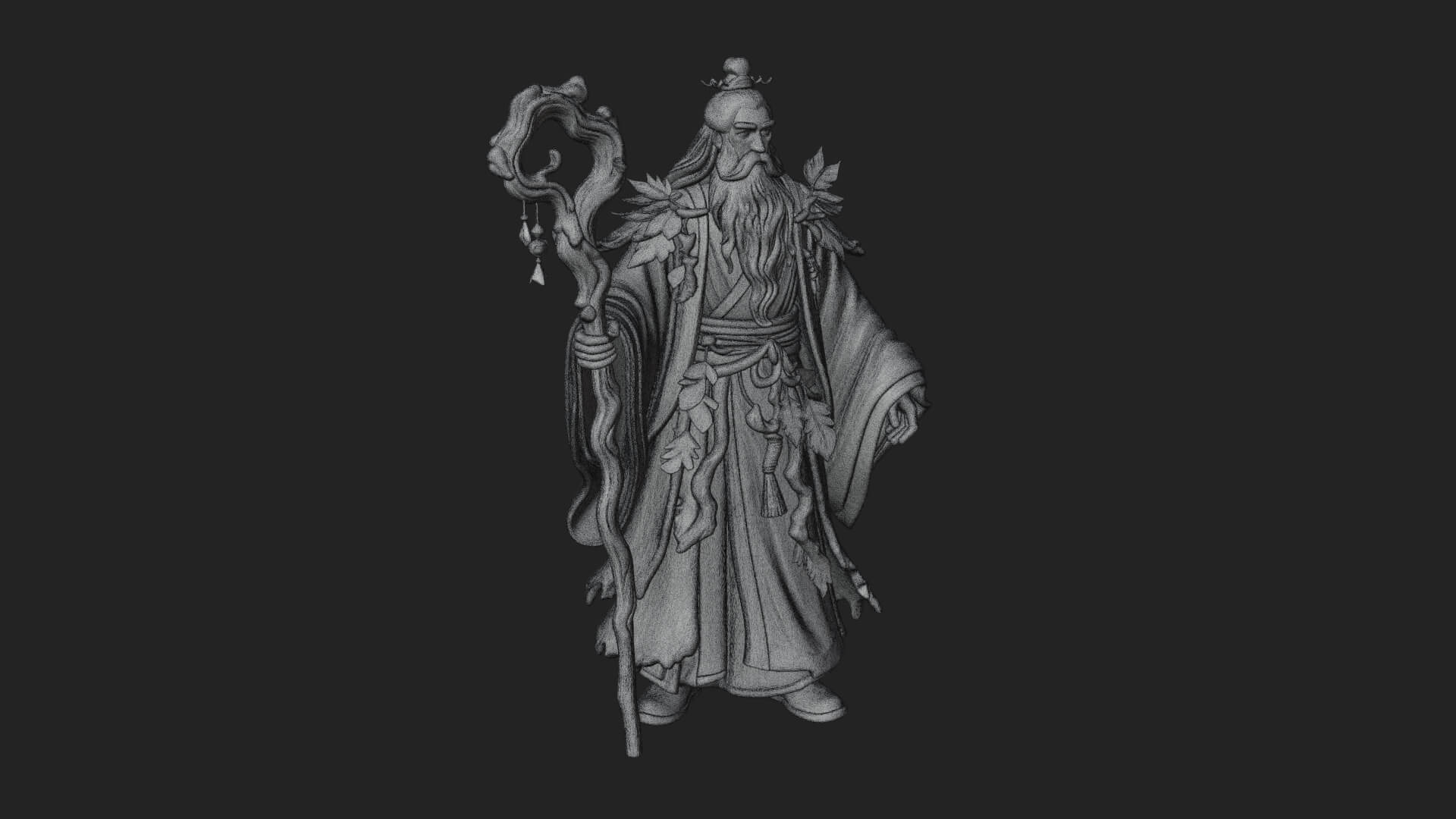 Robed Wizard Statue Design 4 3D Print Model 3D Model