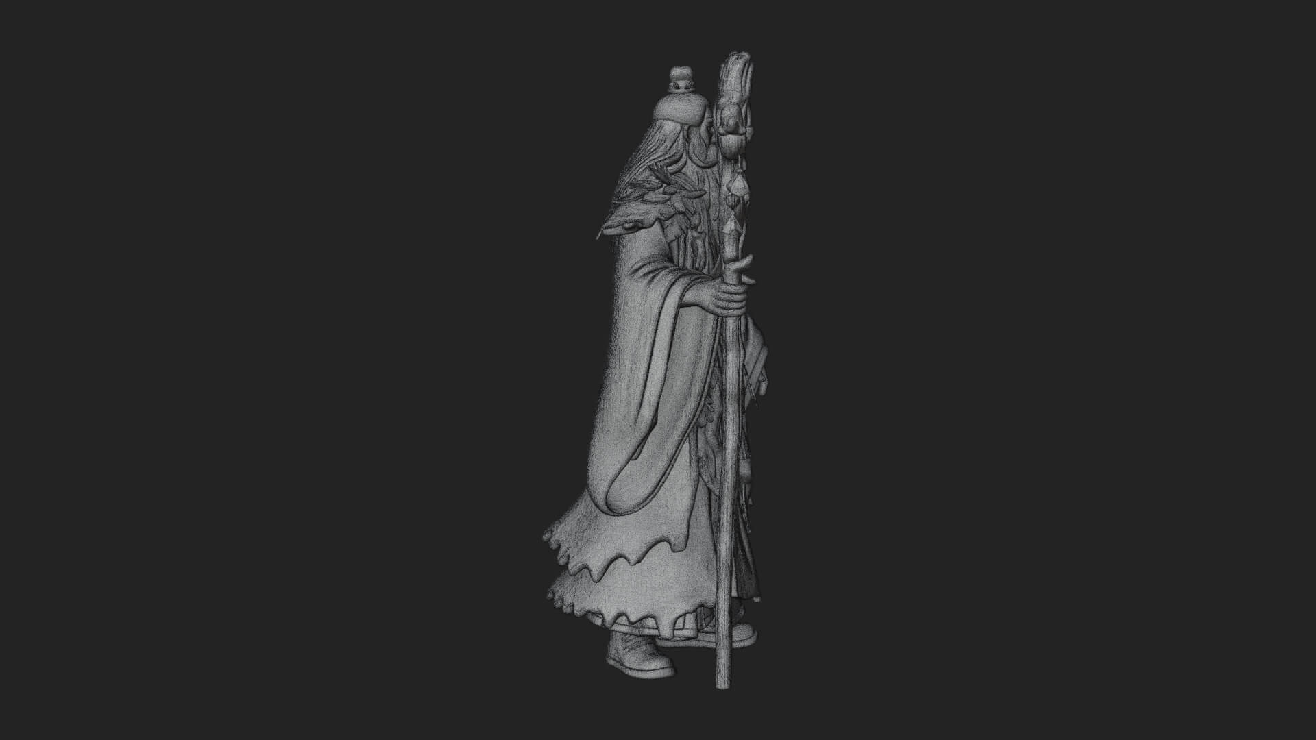 Robed Wizard Statue Design 4 3D Print Model 3D Model