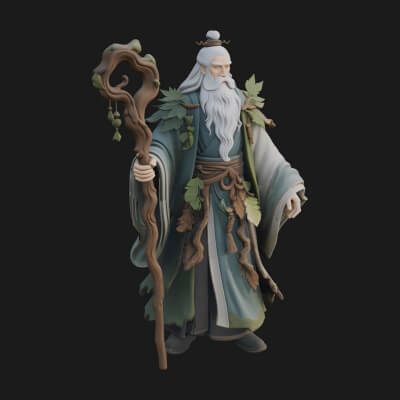 Robed Wizard Statue Design 4 3D Print Model