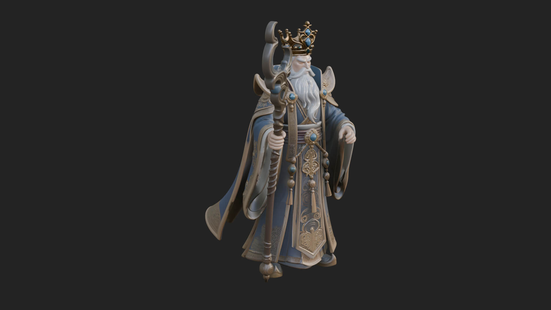 Robed Wizard Statue Design 5 3D Print Model 3D Model