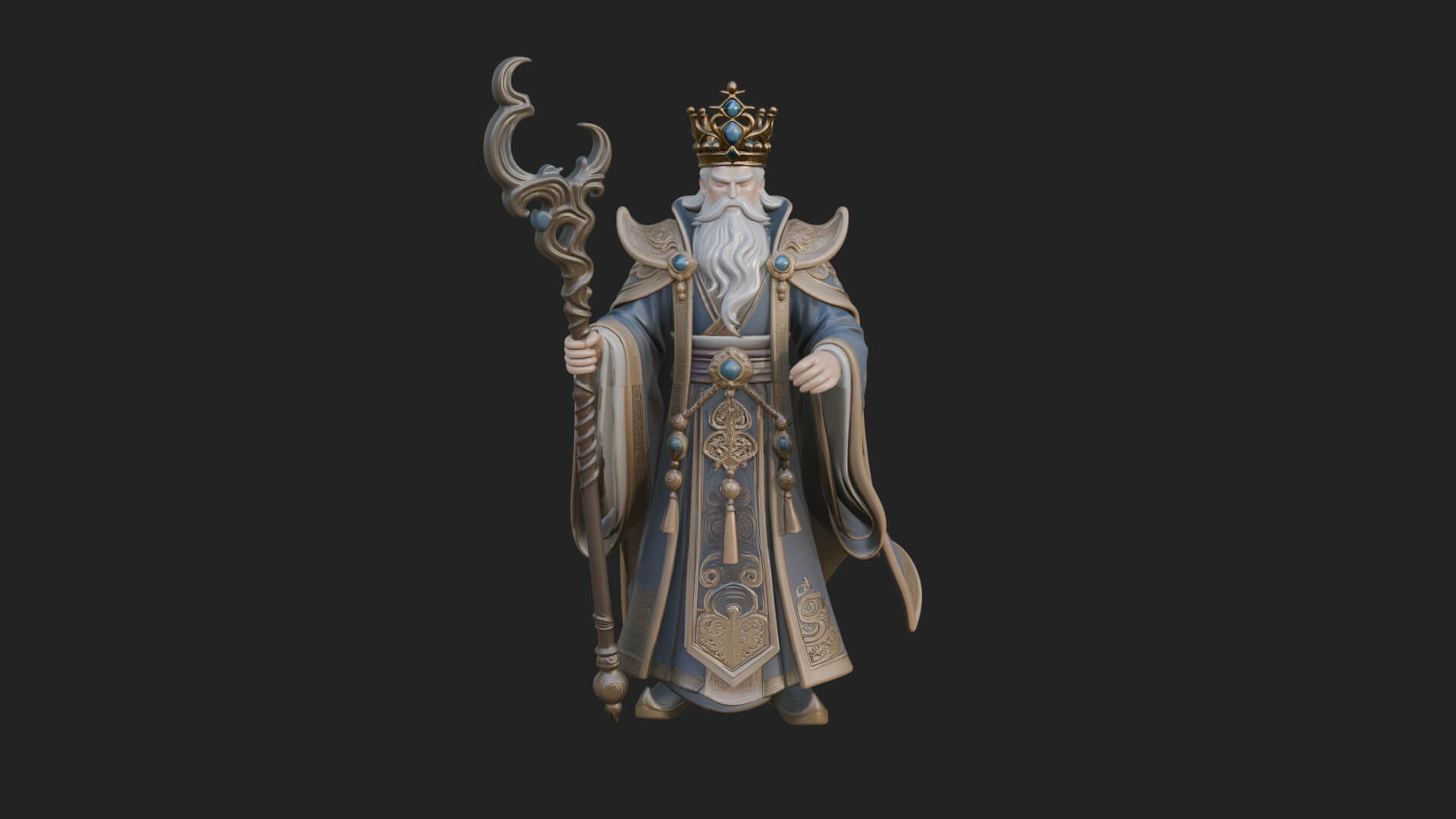 Robed Wizard Statue Design 5 3D Print Model 3D Model