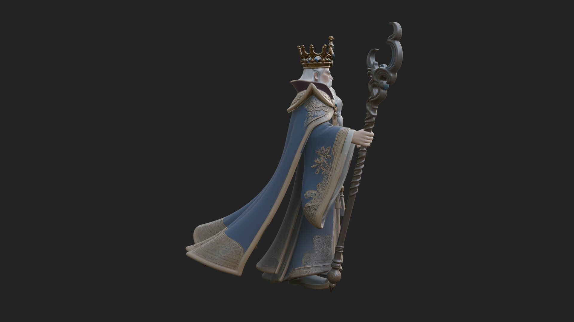 Robed Wizard Statue Design 5 3D Print Model 3D Model