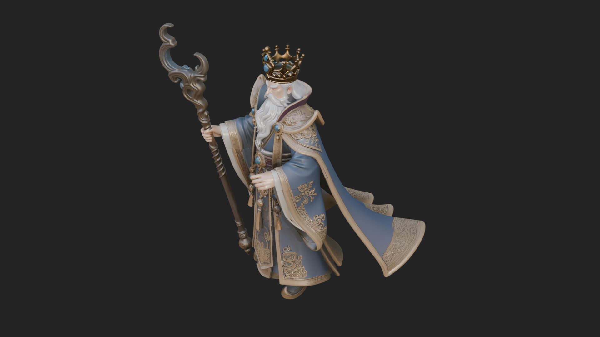 Robed Wizard Statue Design 5 3D Print Model 3D Model