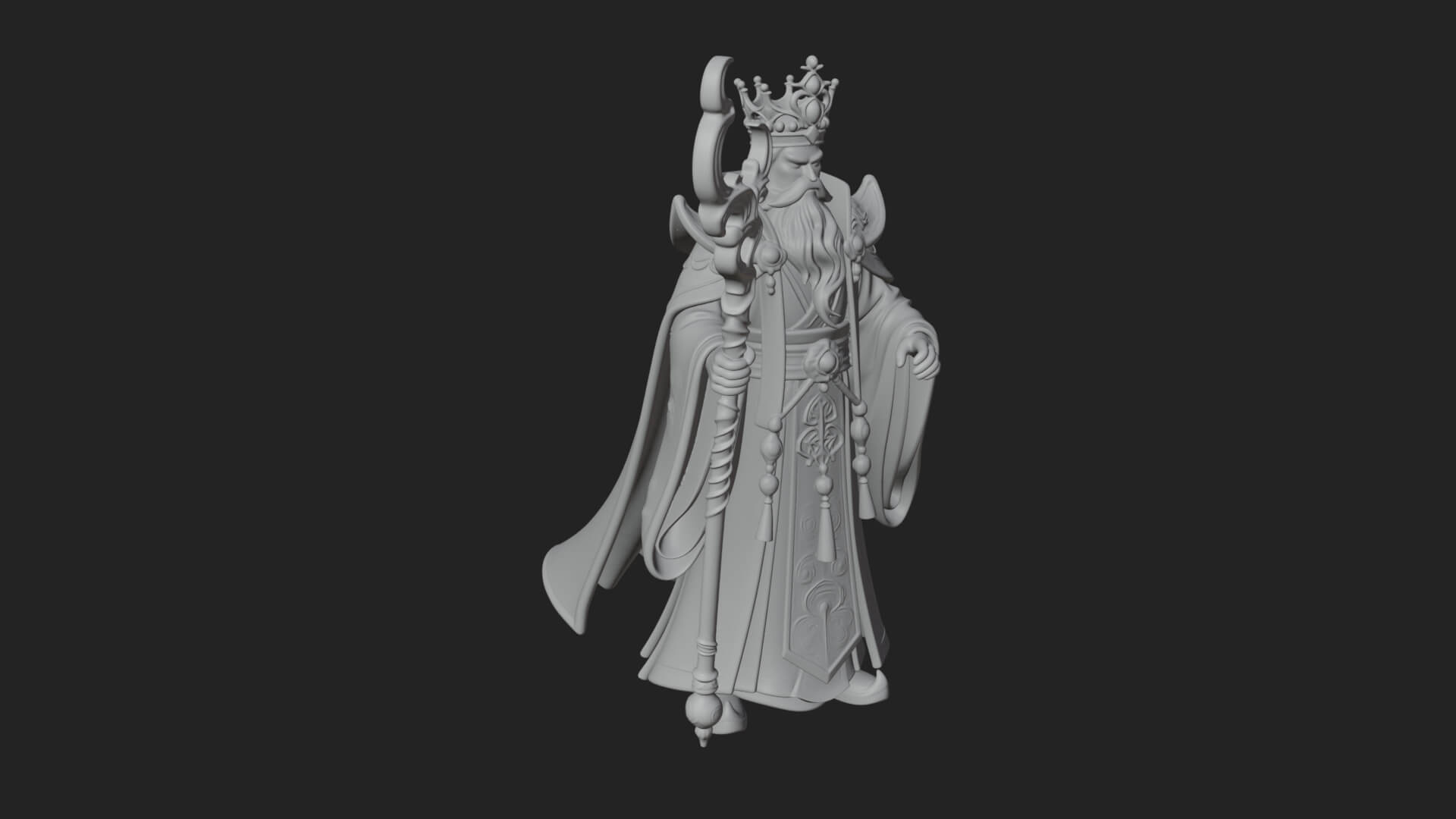Robed Wizard Statue Design 5 3D Print Model 3D Model