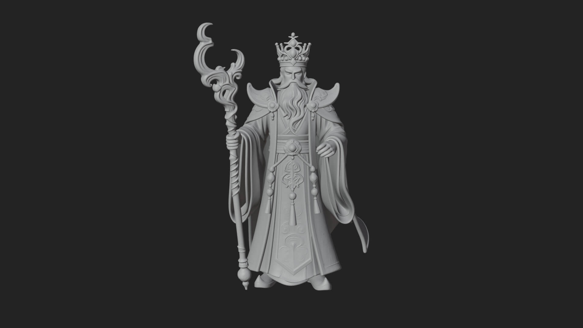 Robed Wizard Statue Design 5 3D Print Model 3D Model