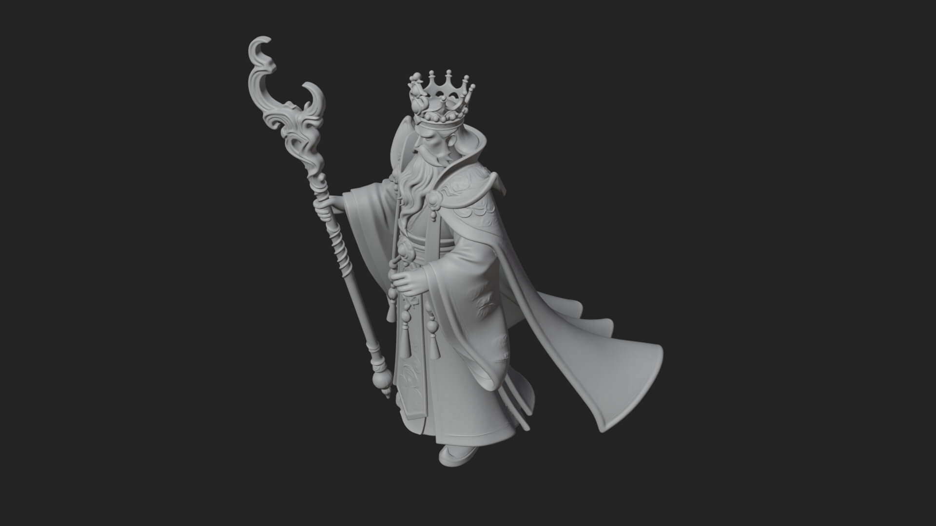 Robed Wizard Statue Design 5 3D Print Model 3D Model