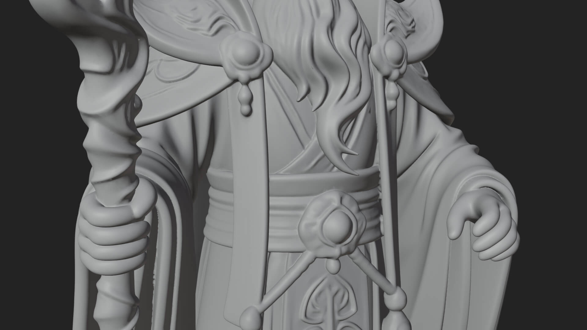 Robed Wizard Statue Design 5 3D Print Model 3D Model