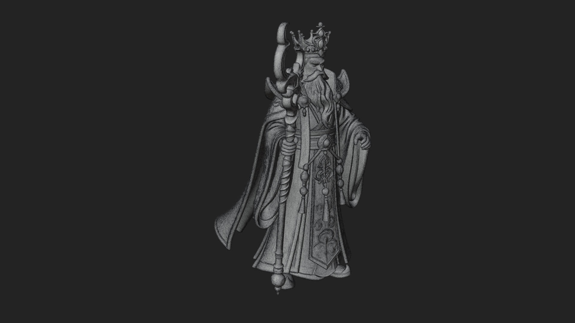 Robed Wizard Statue Design 5 3D Print Model 3D Model