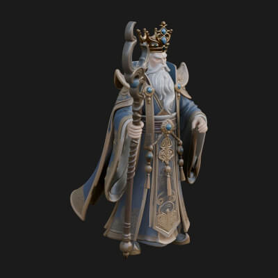 Robed Wizard Statue Design 5 3D Print Model