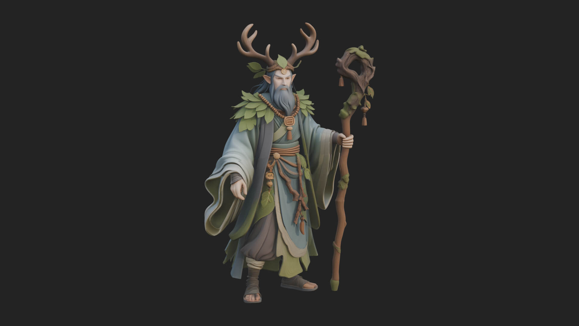 Robed Wizard Statue Design 6 3D Print Model 3D Model