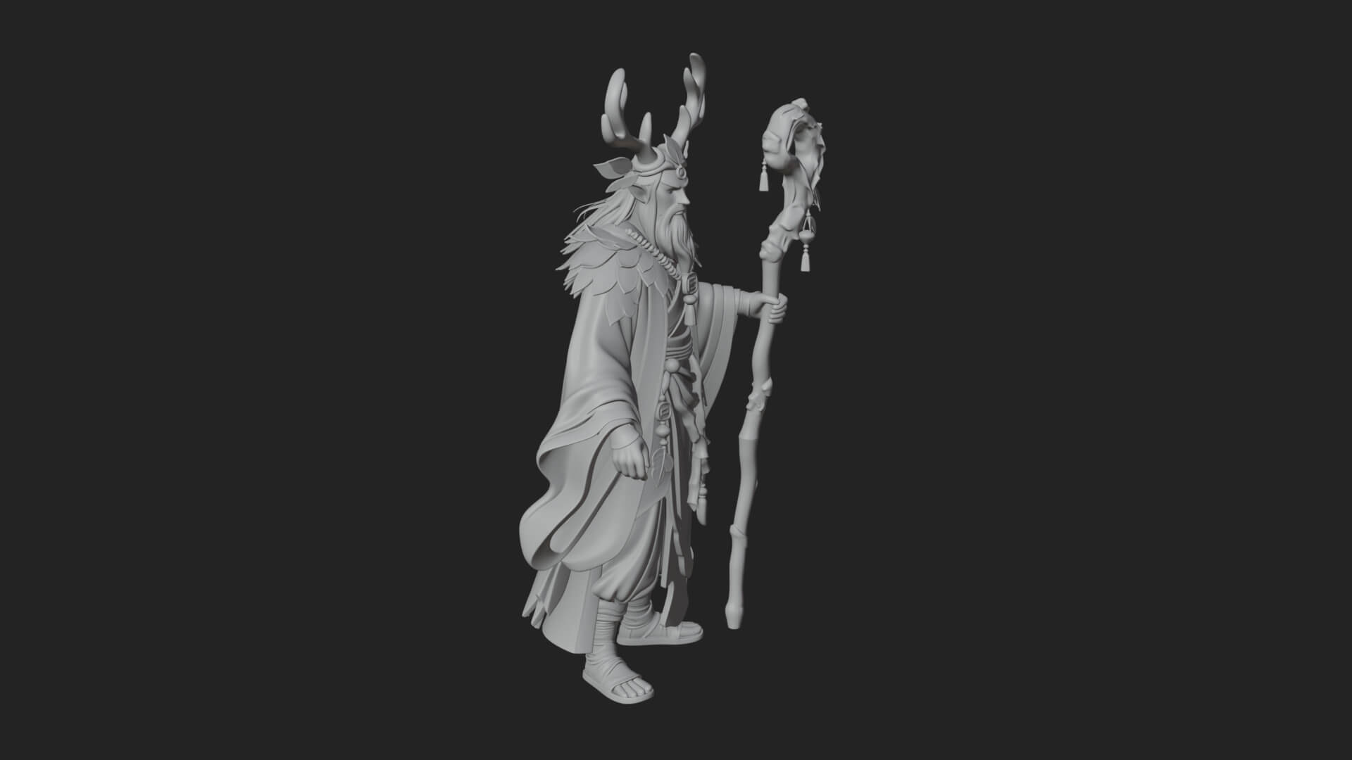 Robed Wizard Statue Design 6 3D Print Model 3D Model