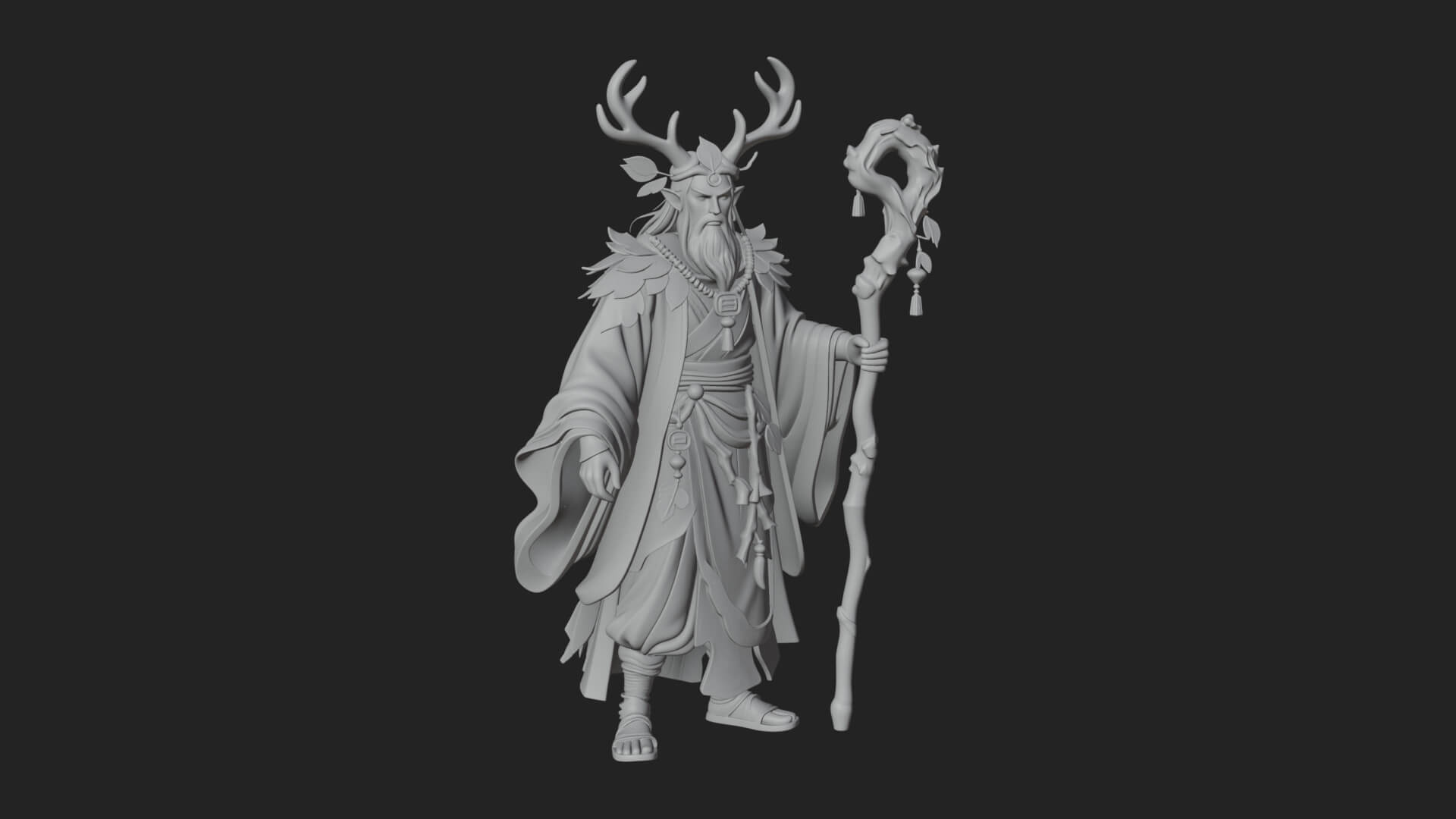 Robed Wizard Statue Design 6 3D Print Model 3D Model