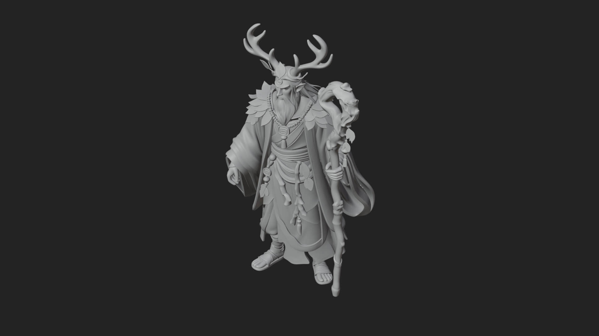 Robed Wizard Statue Design 6 3D Print Model 3D Model