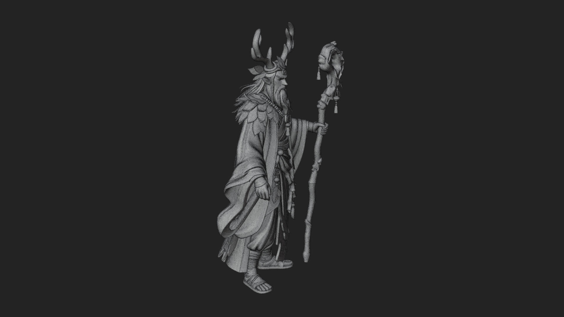 Robed Wizard Statue Design 6 3D Print Model 3D Model