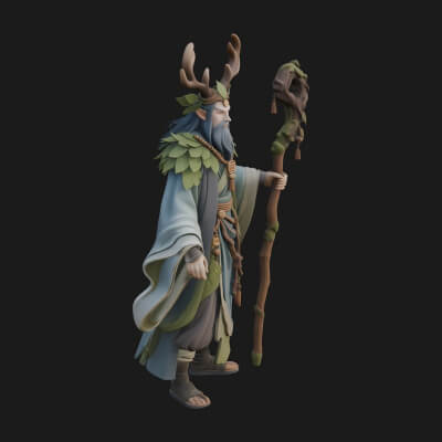 Robed Wizard Statue Design 6 3D Print Model