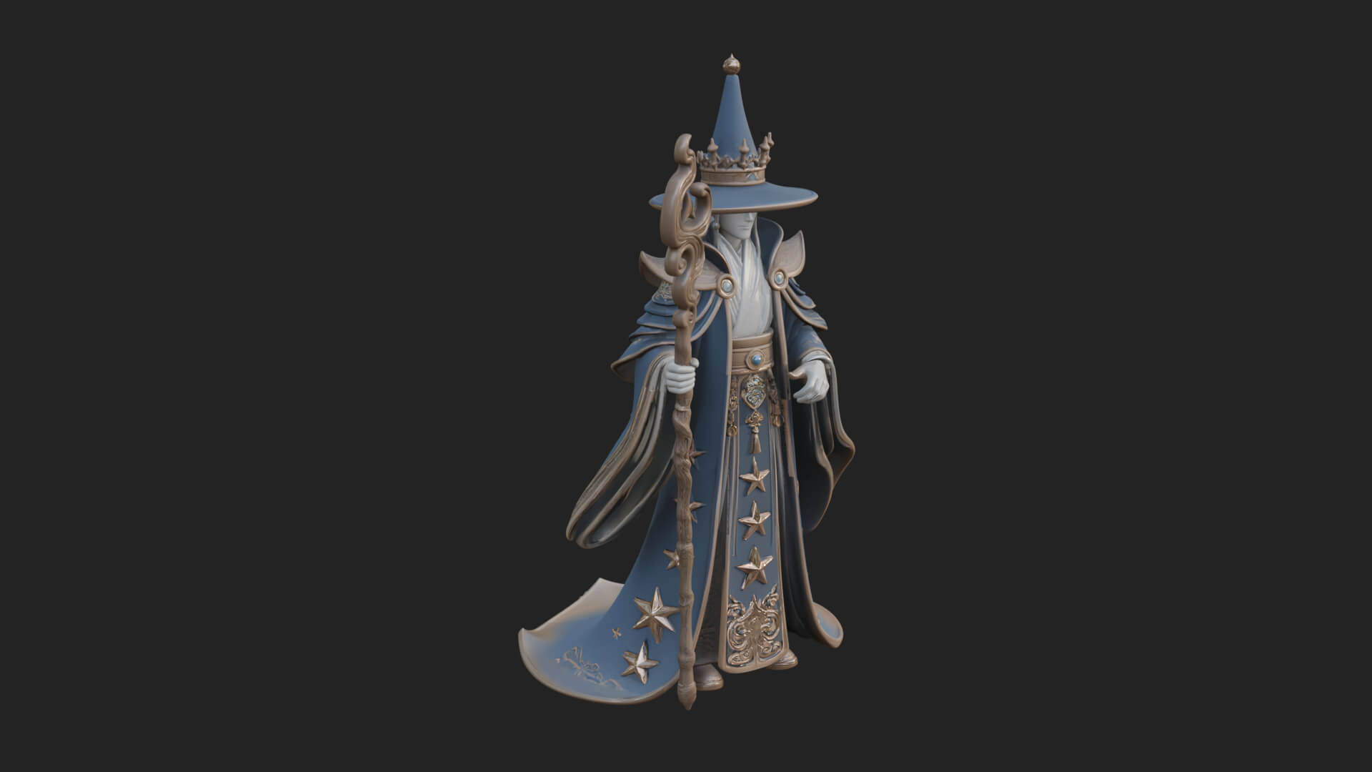 Robed Wizard Statue Design 7 3D Print Model 3D Model