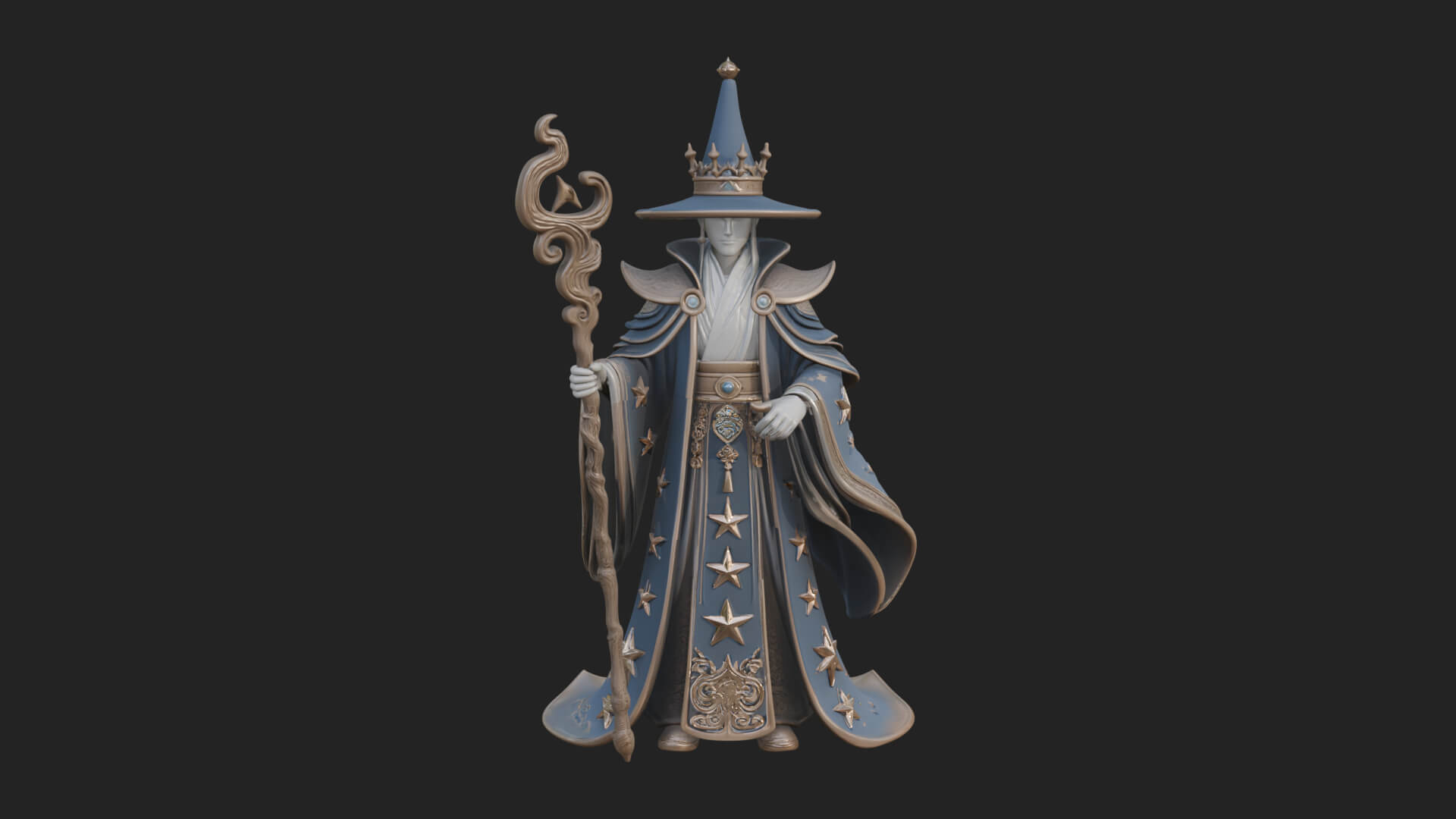 Robed Wizard Statue Design 7 3D Print Model 3D Model