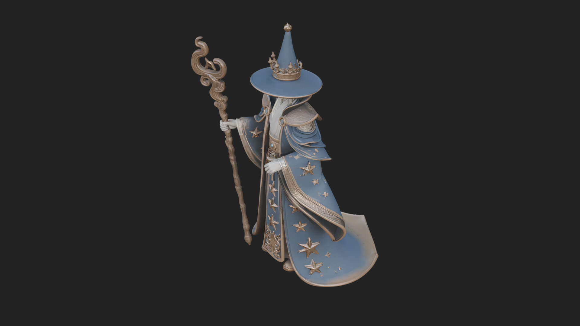Robed Wizard Statue Design 7 3D Print Model 3D Model