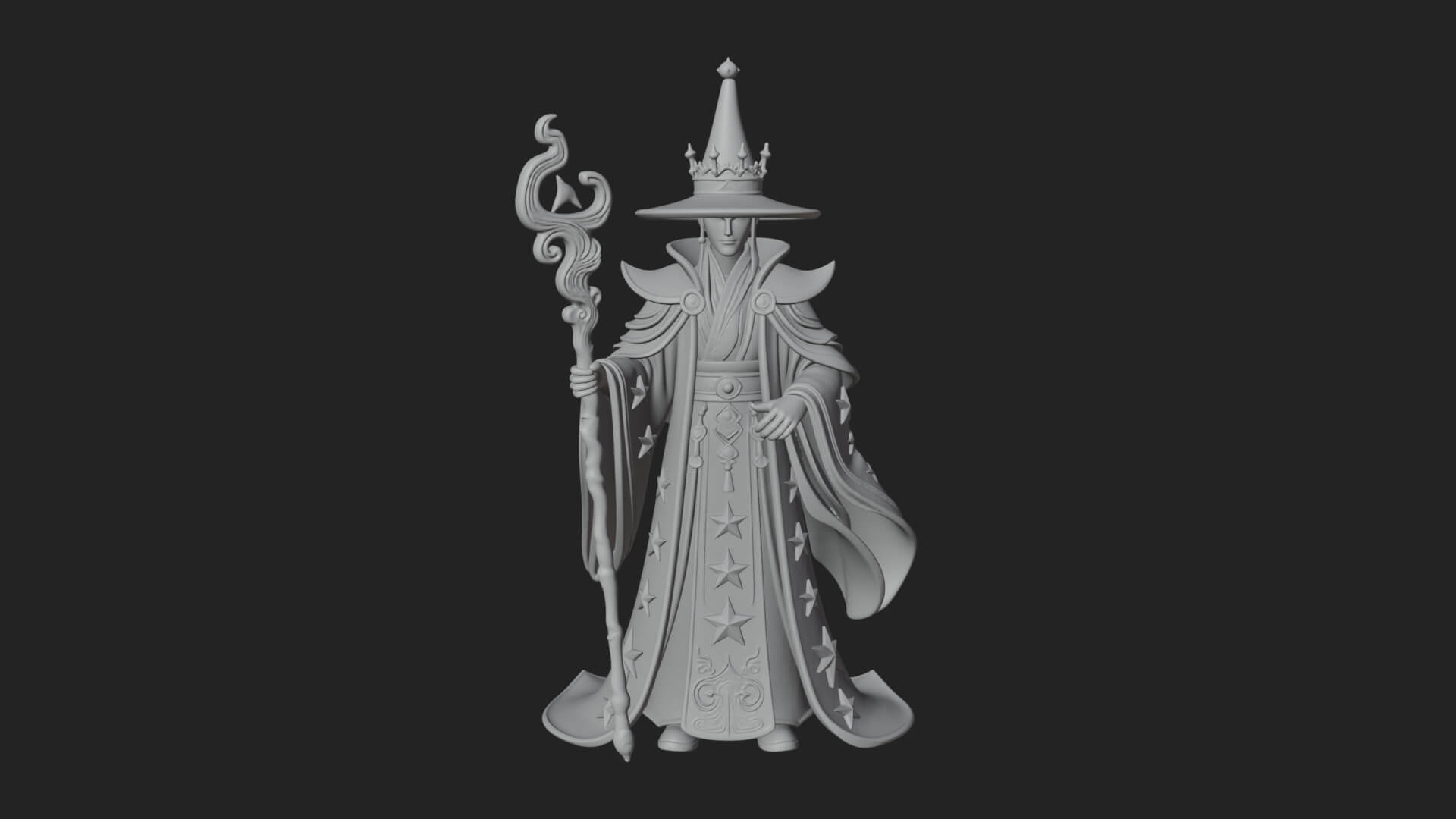 Robed Wizard Statue Design 7 3D Print Model 3D Model
