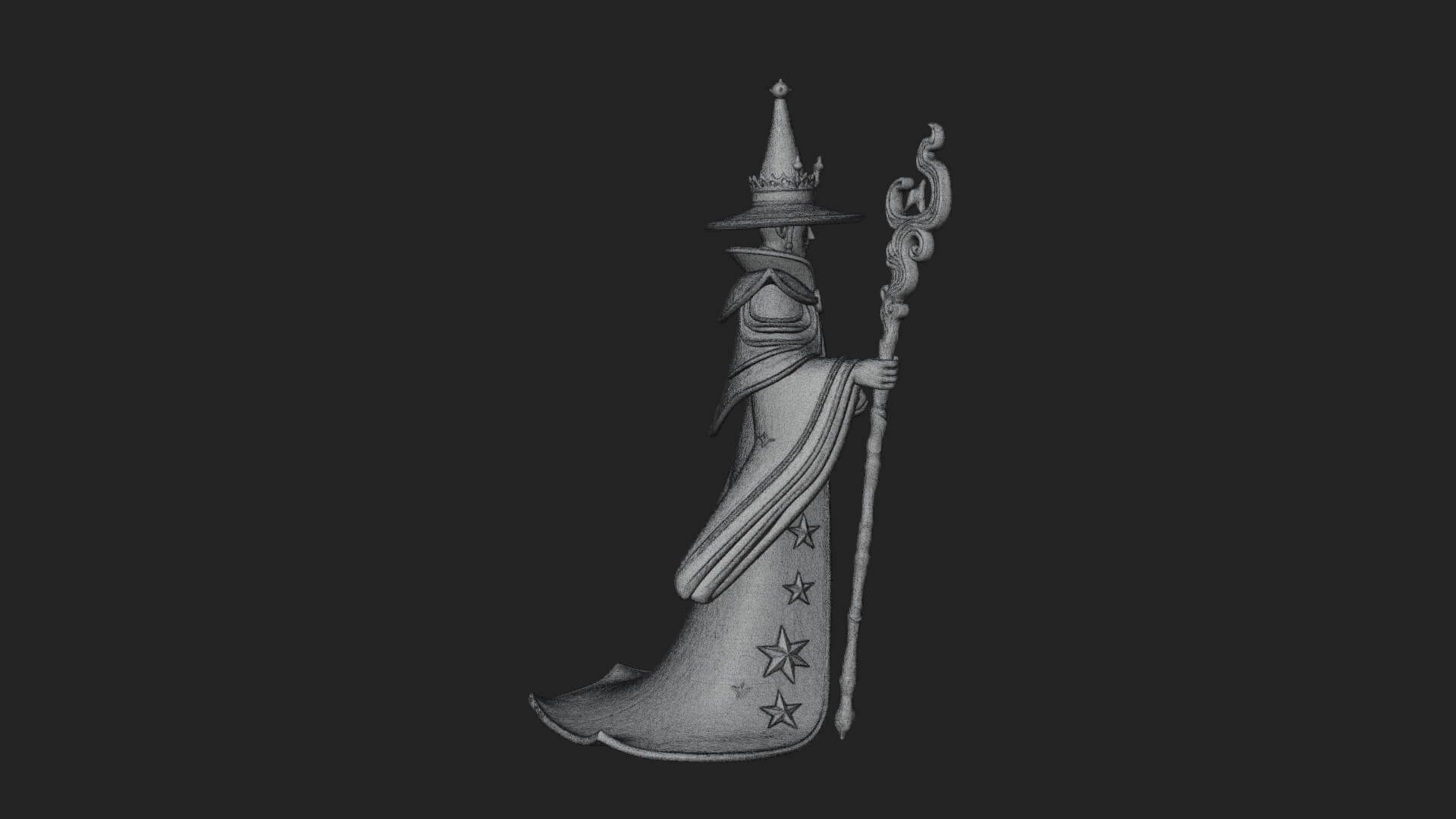 Robed Wizard Statue Design 7 3D Print Model 3D Model