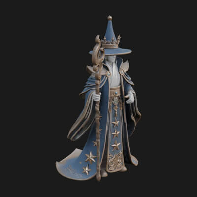Robed Wizard Statue Design 7 3D Print Model