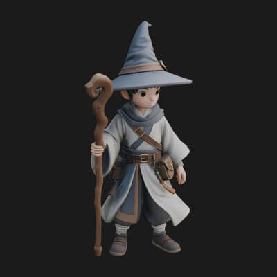 Robed Wizard Statue Design 8 3D Print Model