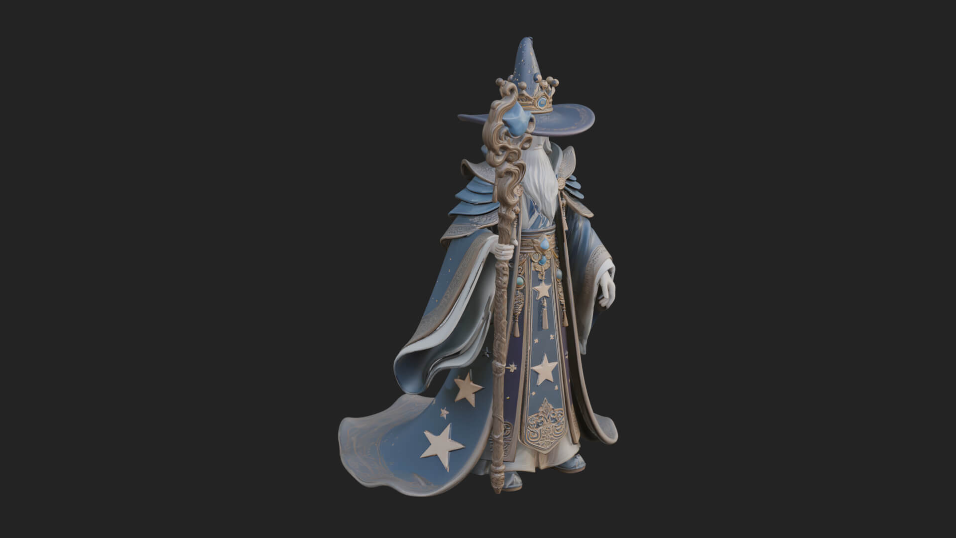 Robed Wizard Statue Design 9 3D Print Model 3D Model