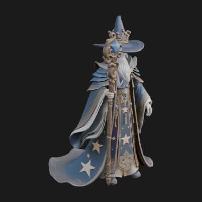 Robed Wizard Statue Design 9 3D Print Model