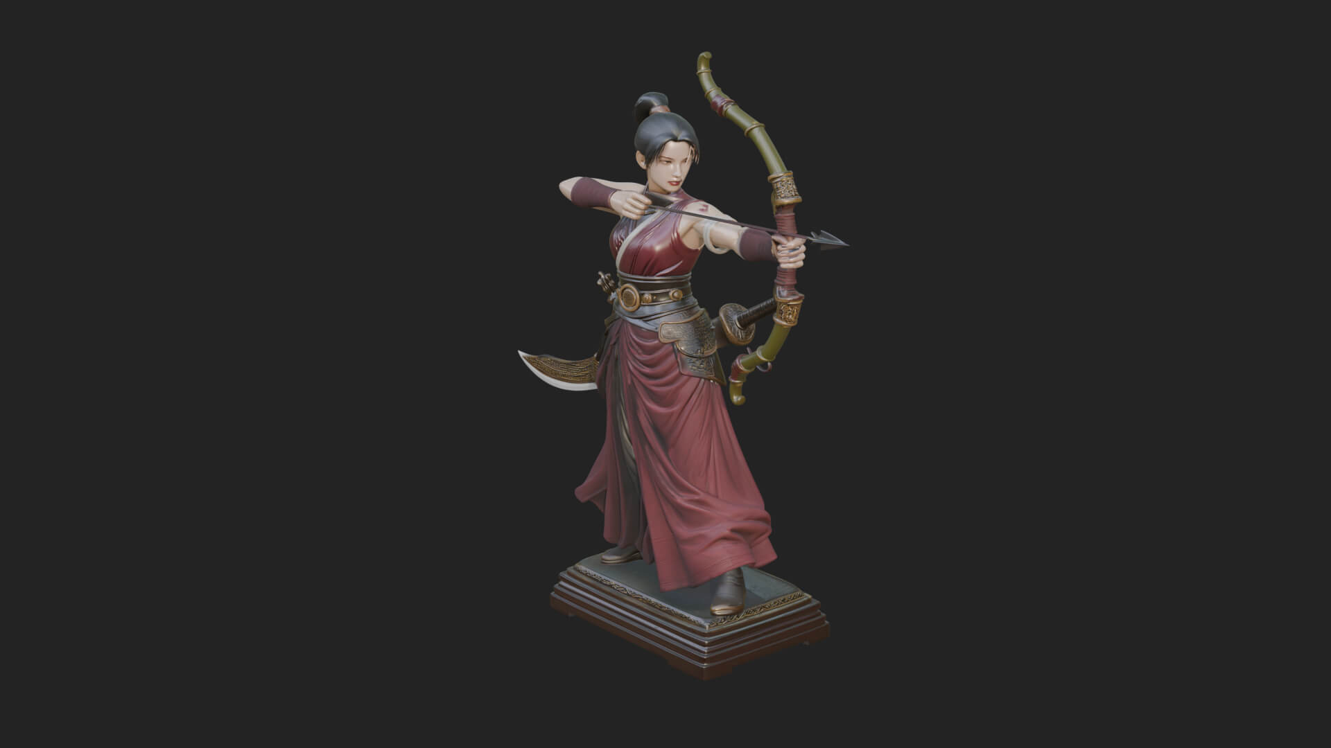 Robed Woman Archer Statue Design 1 3D Print Model 3D Model