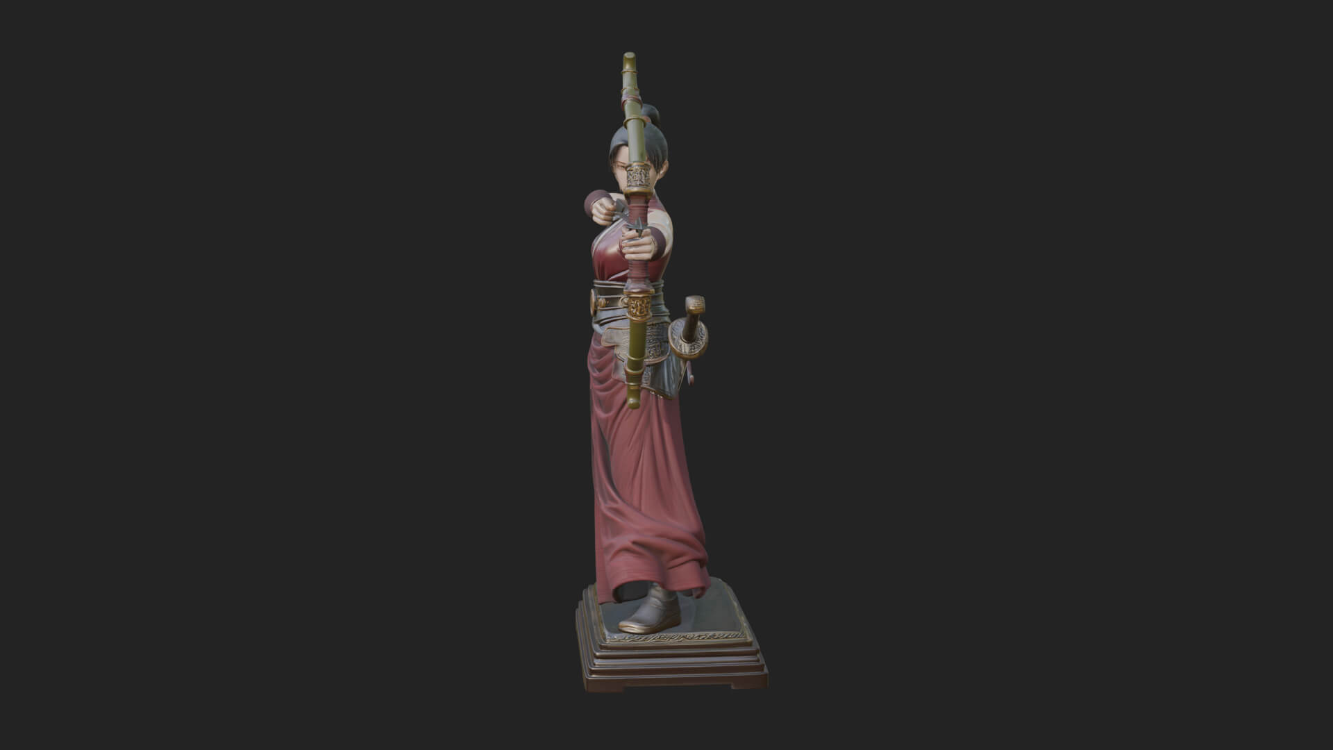Robed Woman Archer Statue Design 1 3D Print Model 3D Model