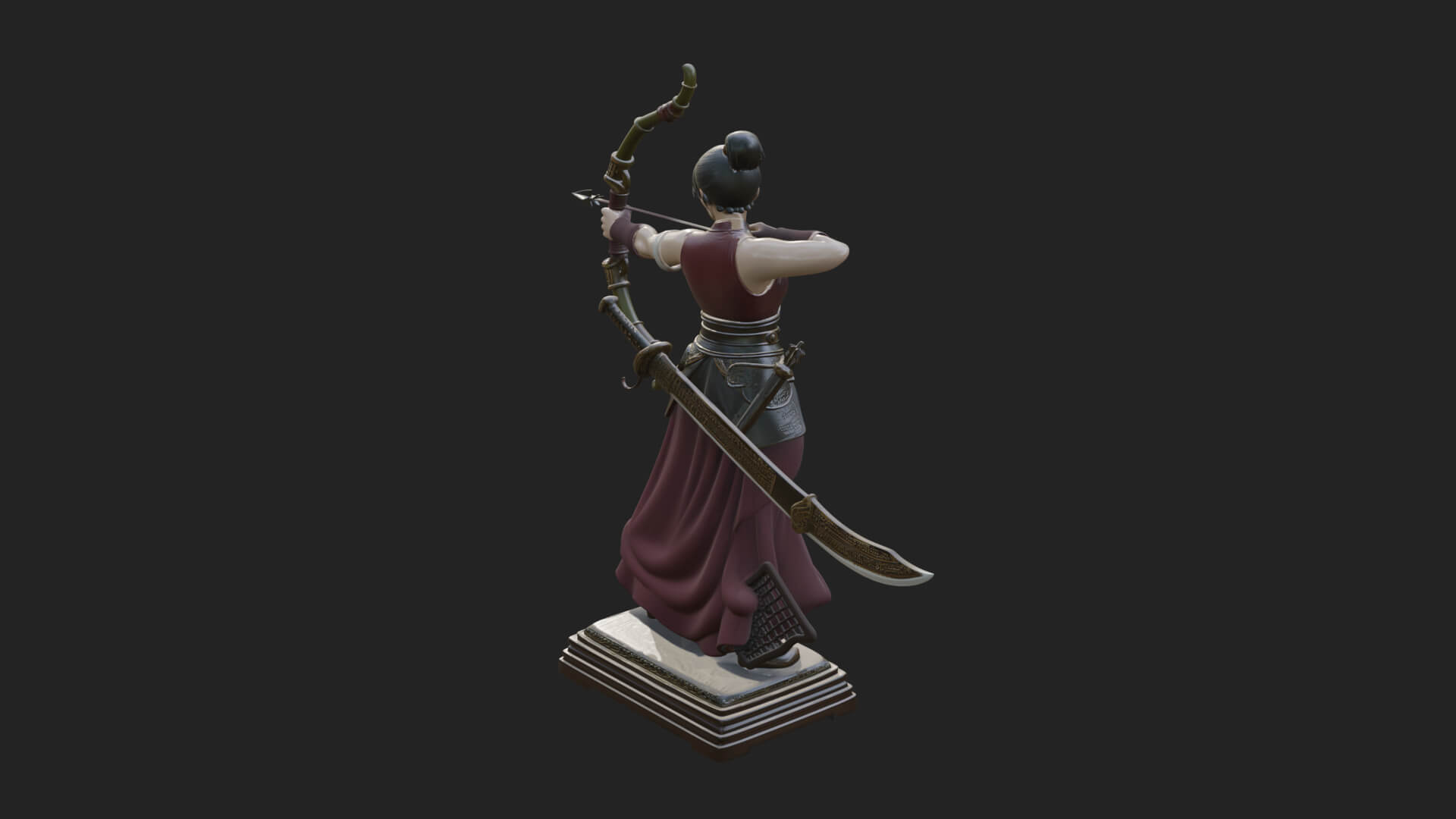 Robed Woman Archer Statue Design 1 3D Print Model 3D Model