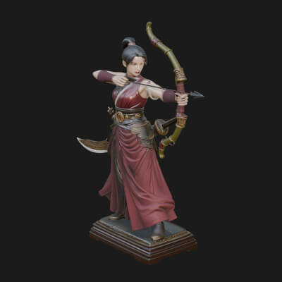 Robed Woman Archer Statue Design 1 3D Print Model