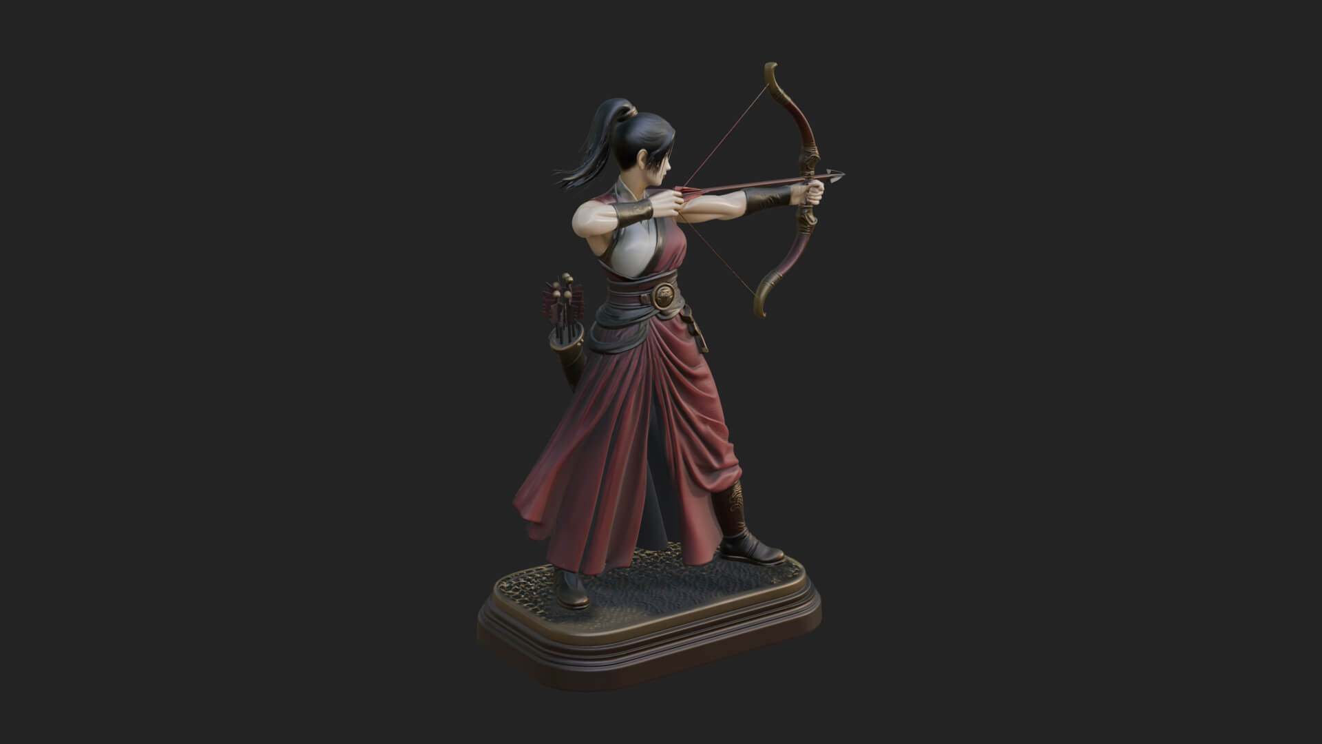 Robed Woman Archer Statue Design 2 3D Print Model 3D Model
