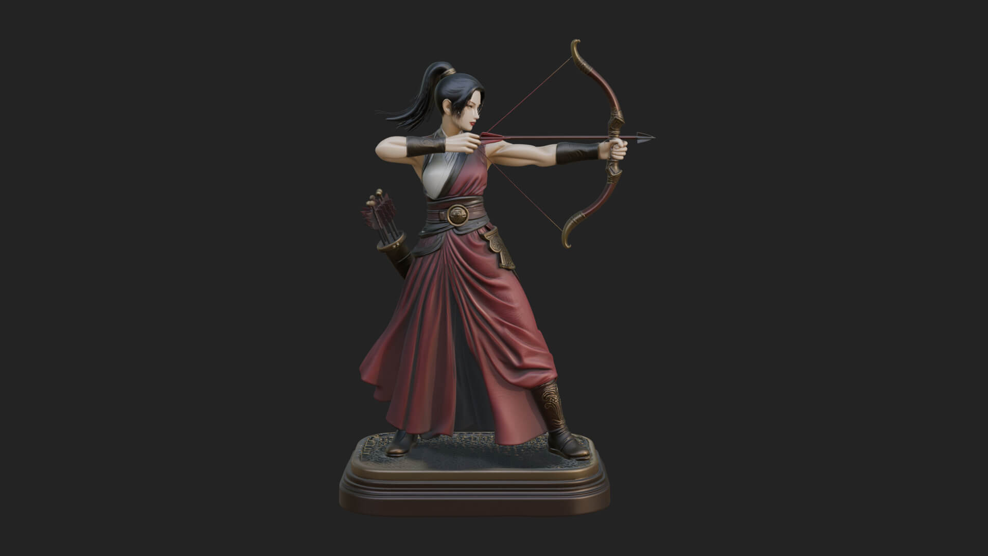 Robed Woman Archer Statue Design 2 3D Print Model 3D Model