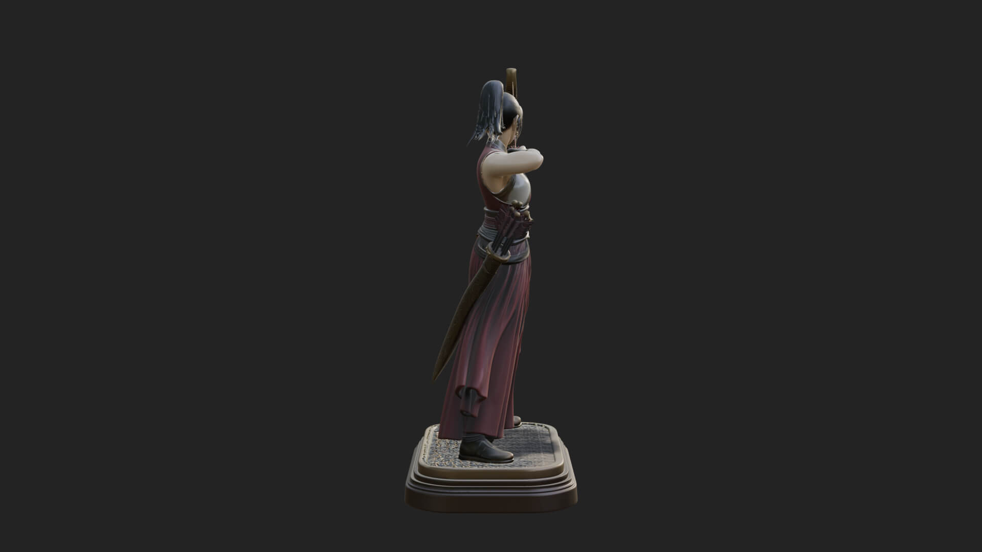 Robed Woman Archer Statue Design 2 3D Print Model 3D Model